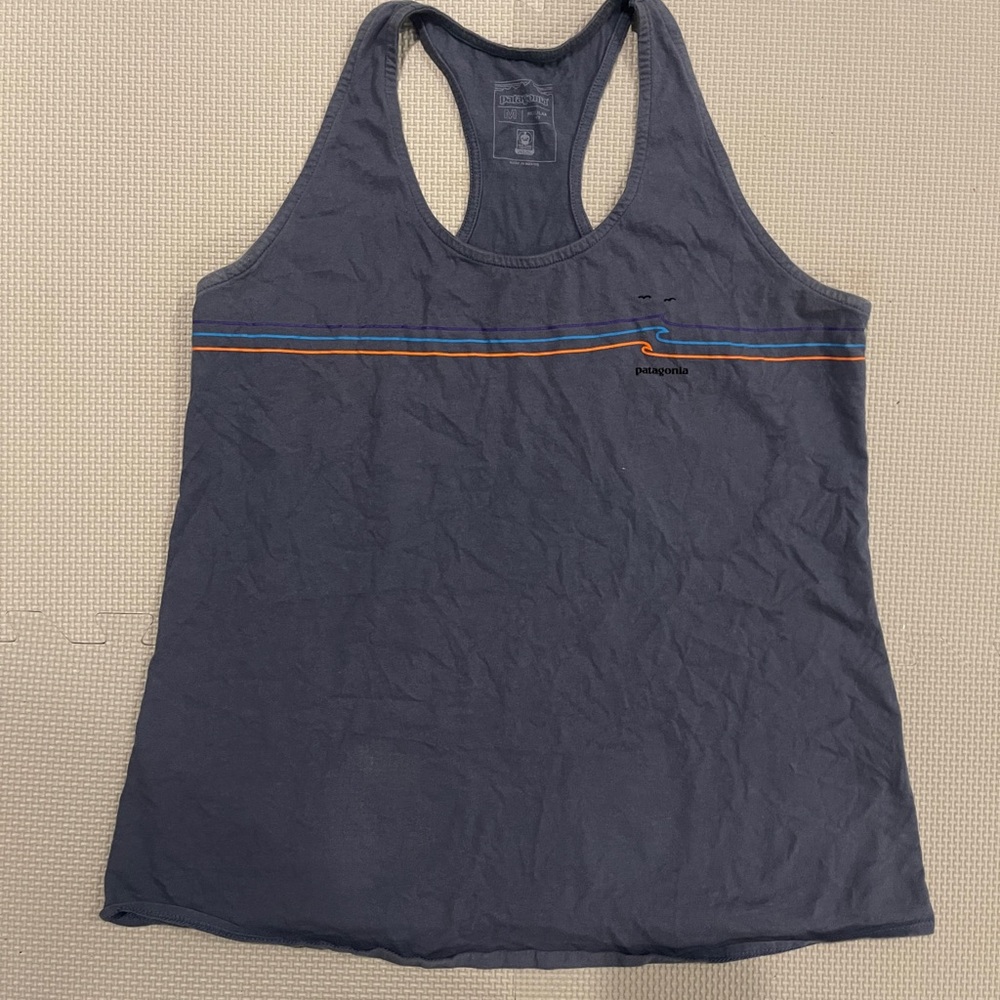 Patagonia Women's Blue Tank Top with Stripe Detail